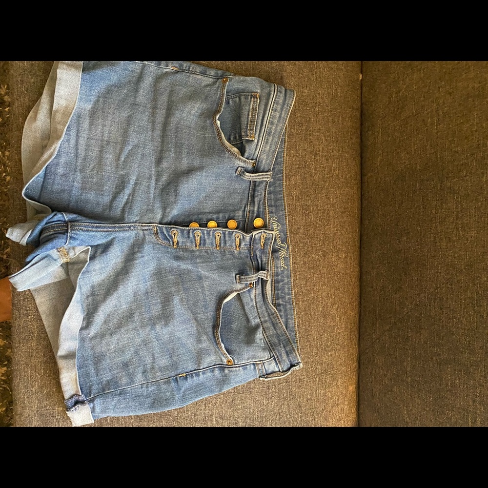 High waisted button up shorts